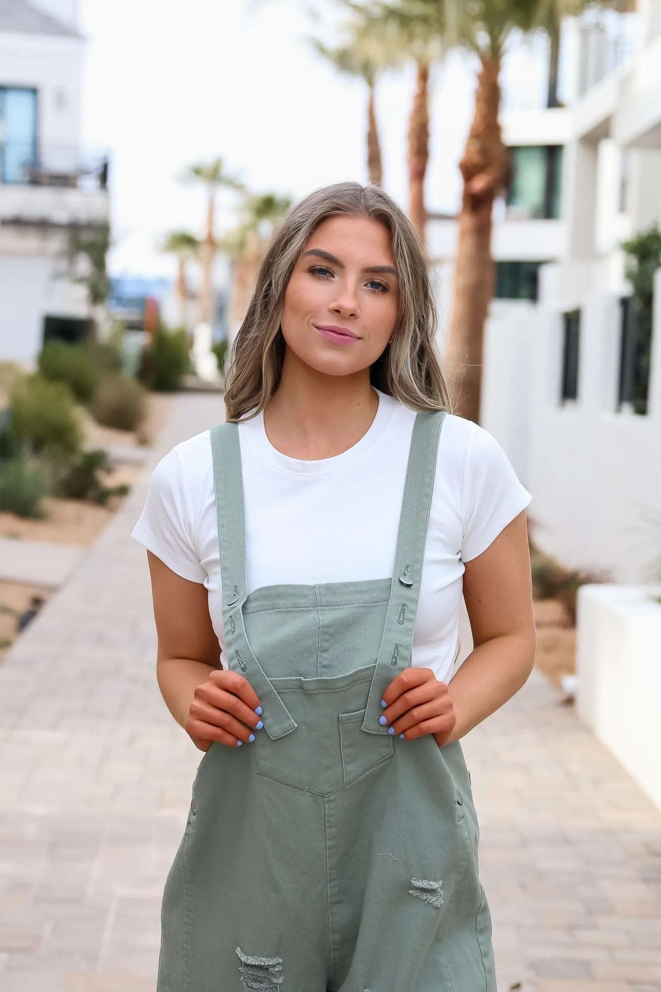 Frankie Denim Overalls in Sage | Nursing Friendly