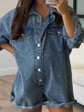 Freya Distressed Denim Romper