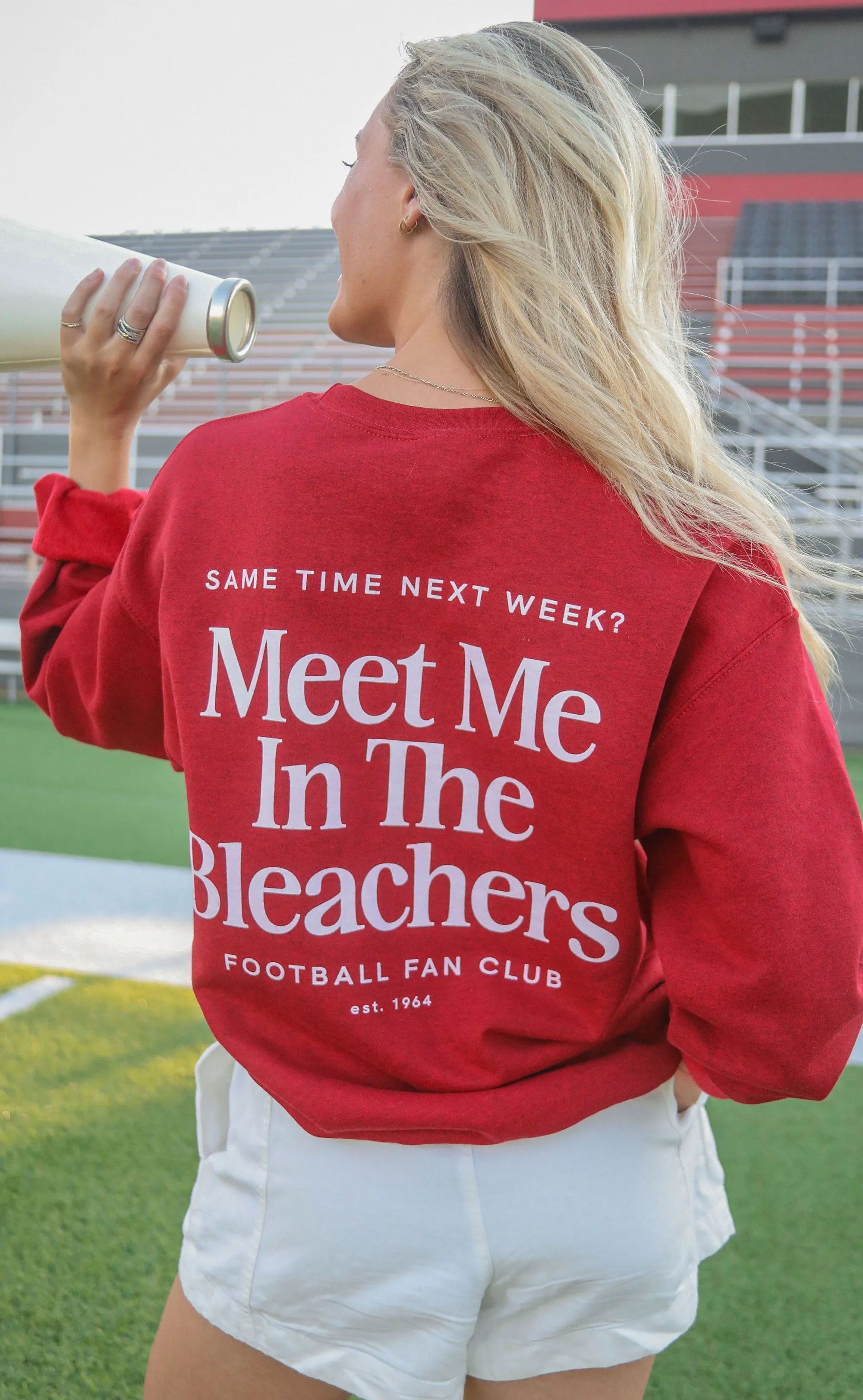 friday   saturday: meet me in the bleachers sweatshirt