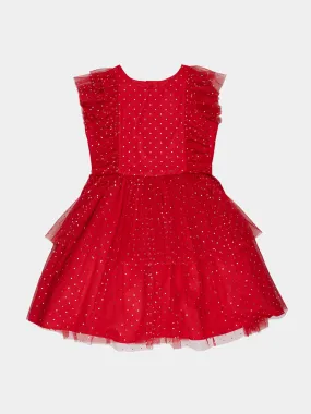 Girls Foil Dot Mesh Party Dress