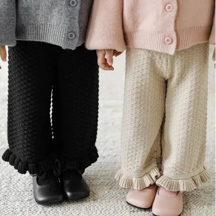 Girls Knitted Wide Leg Trousers