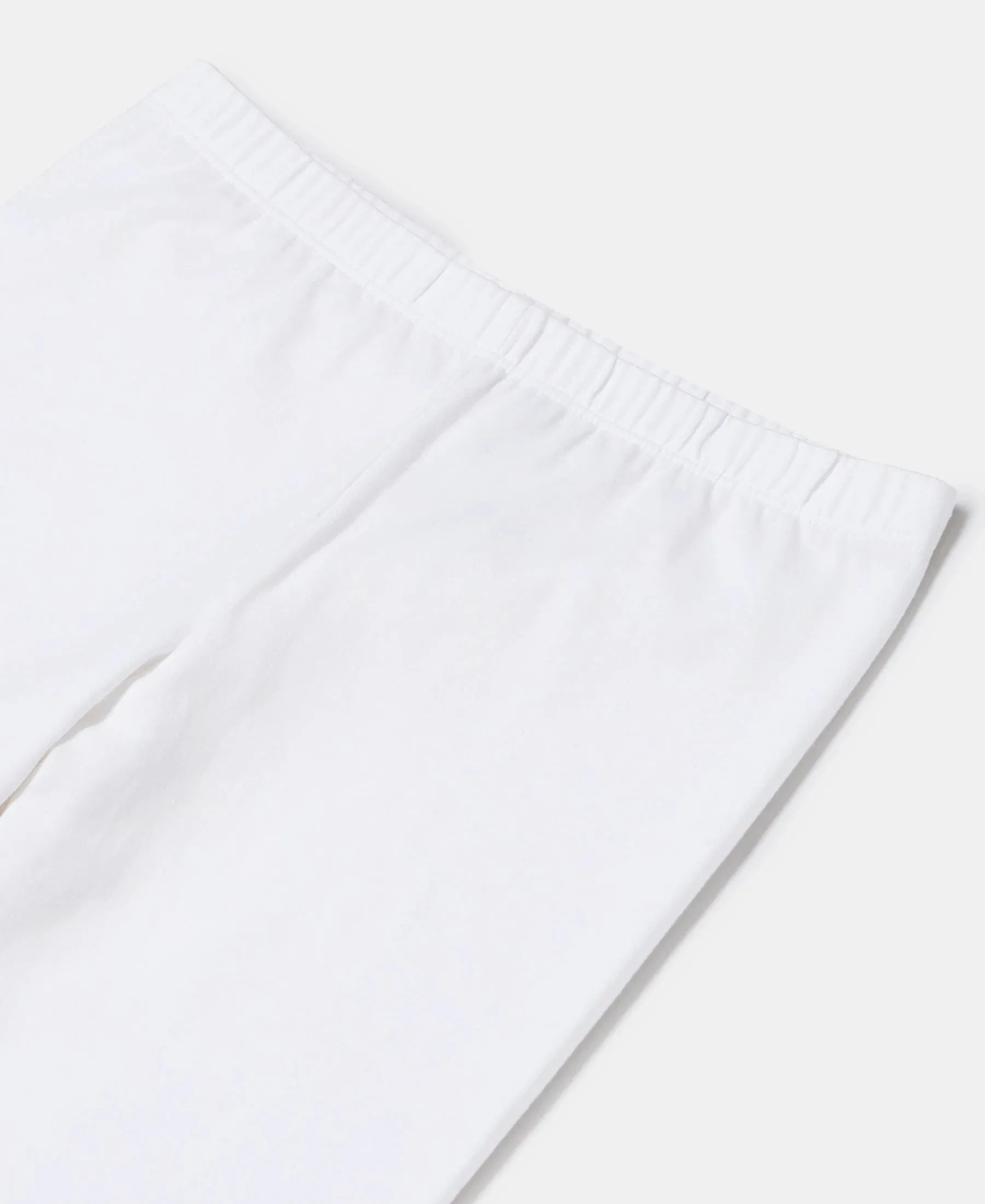 Girl's Super Combed Cotton Elastane Stretch Capri - White