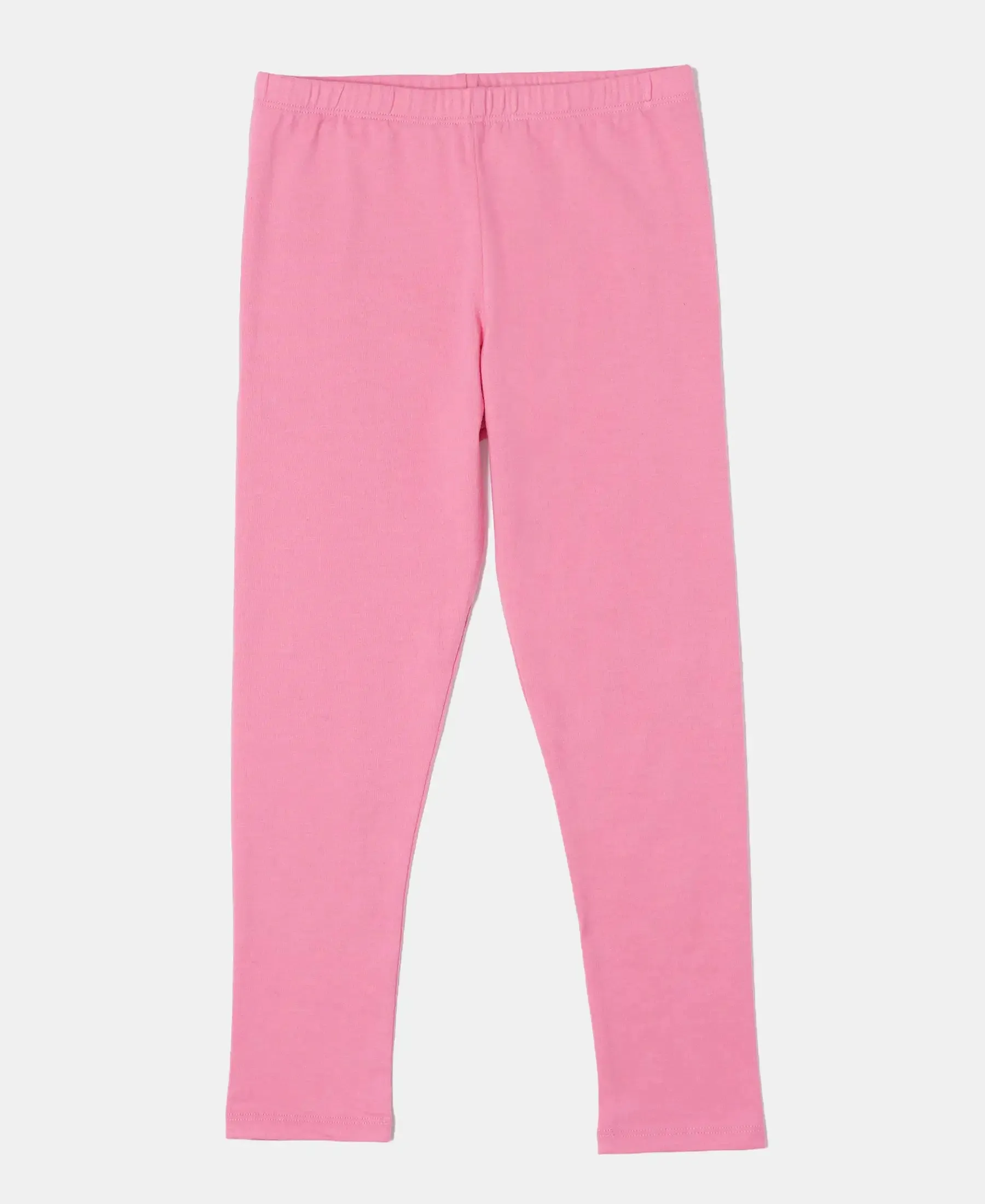 Girl's Super Combed Cotton Elastane Stretch Leggings - Pink Carnation