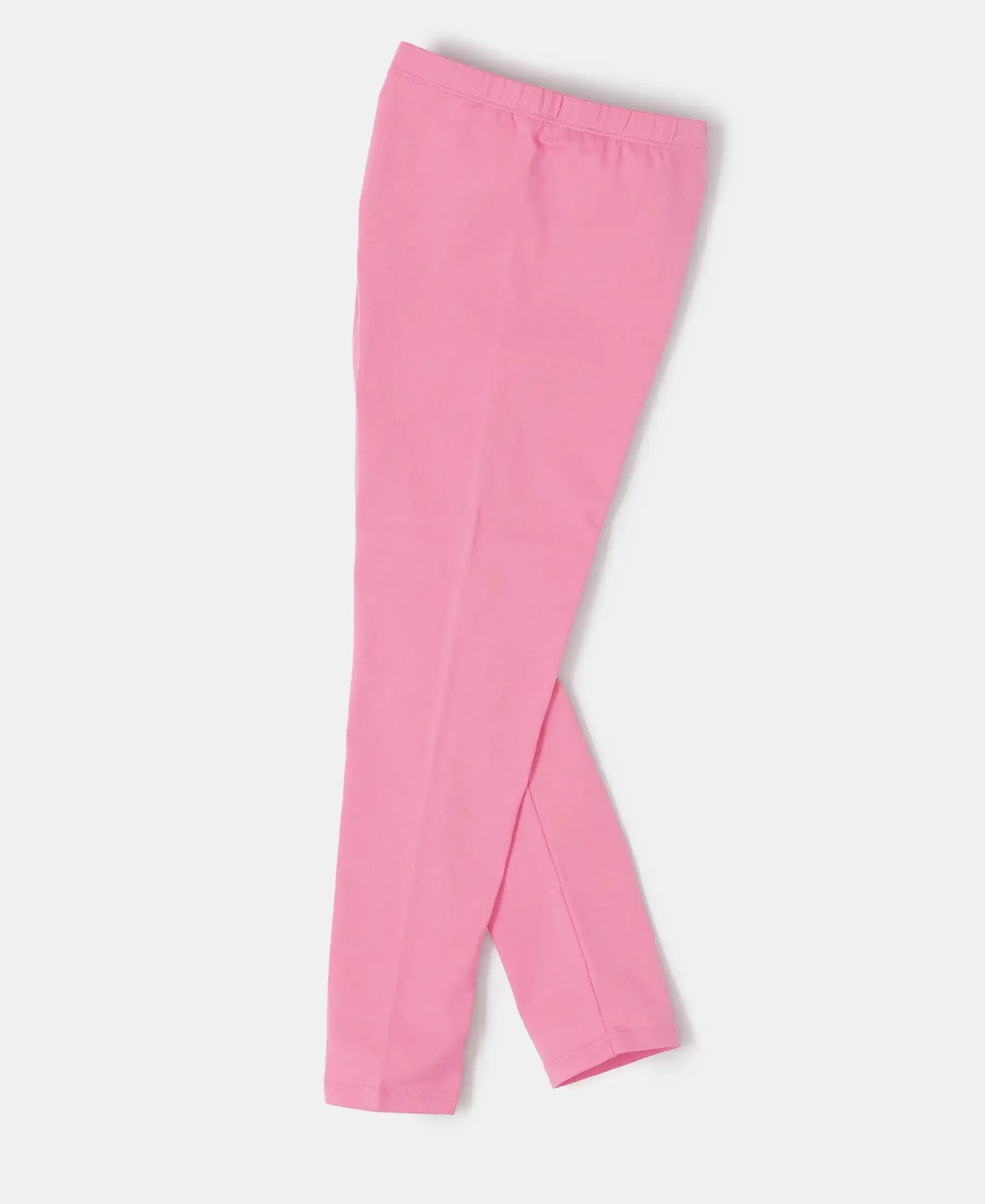 Girl's Super Combed Cotton Elastane Stretch Leggings - Pink Carnation