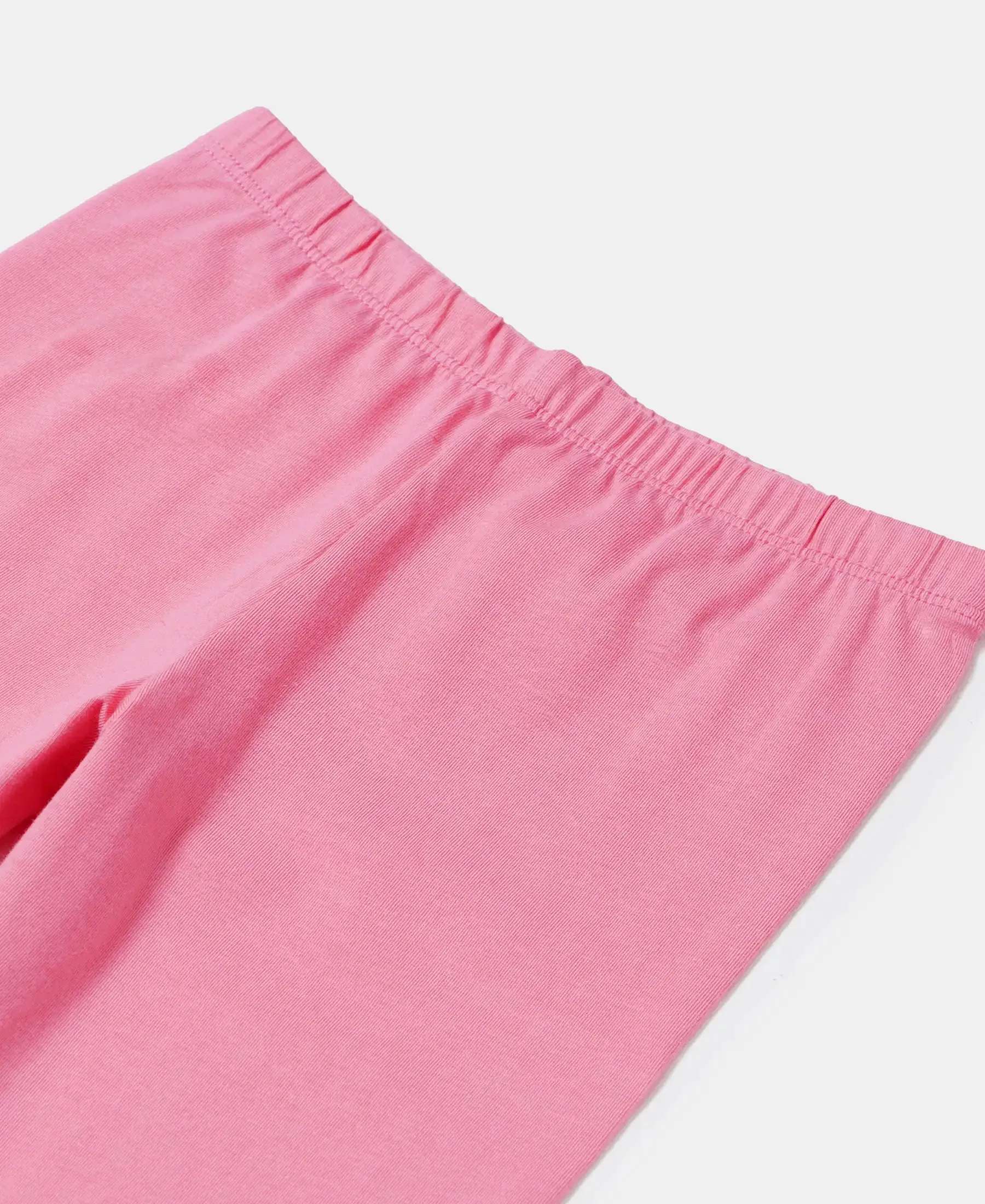 Girl's Super Combed Cotton Elastane Stretch Leggings - Pink Carnation