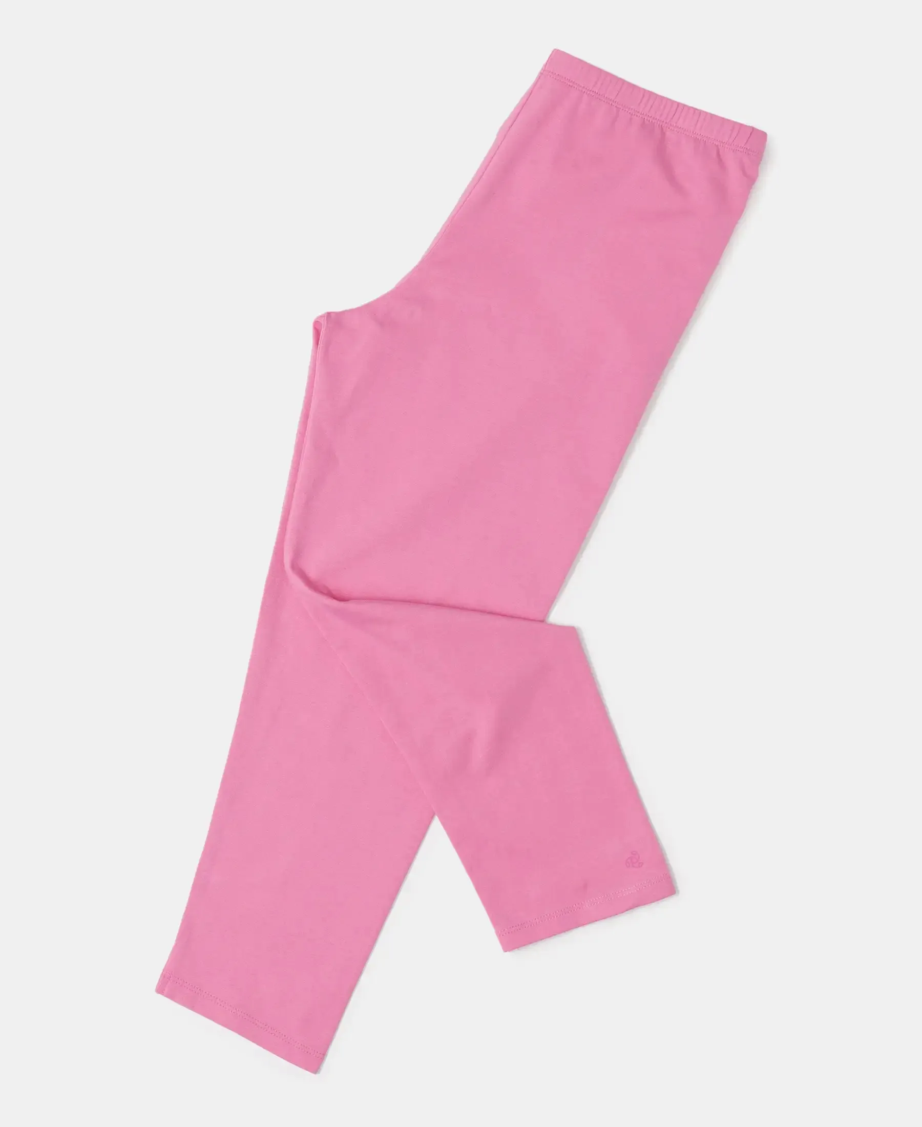 Girl's Super Combed Cotton Elastane Stretch Three Quarter Leggings - Pink Carnation