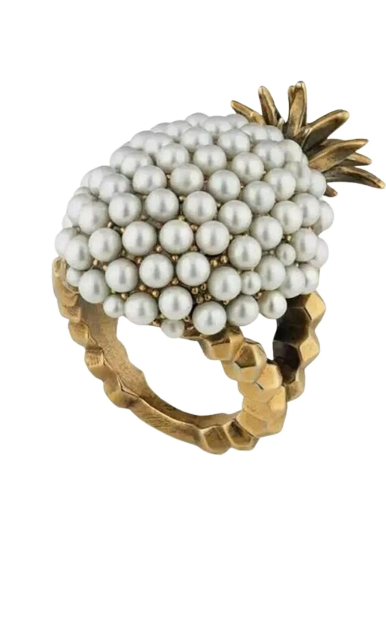 Gold Pearl Pineapple Ring