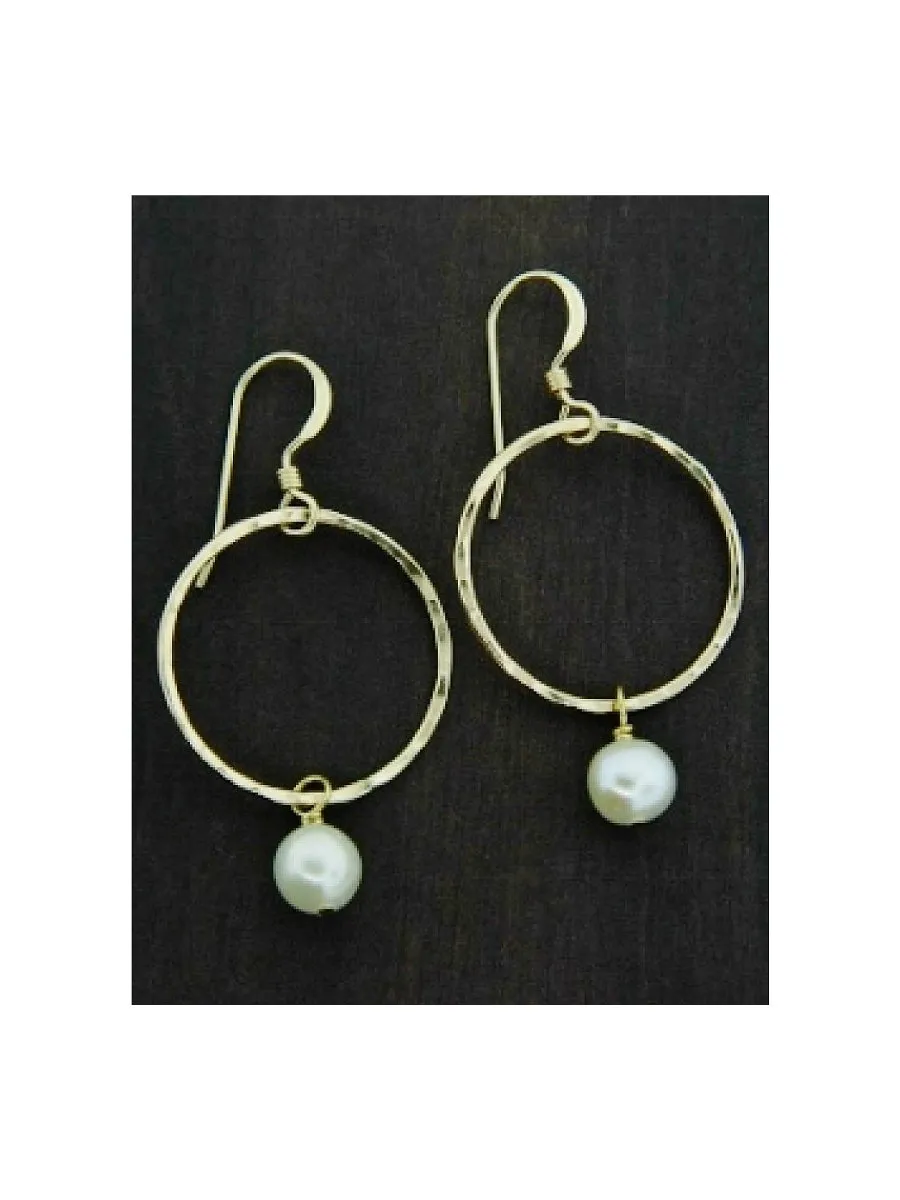 Golden Ring & Pearl Drop Dangles