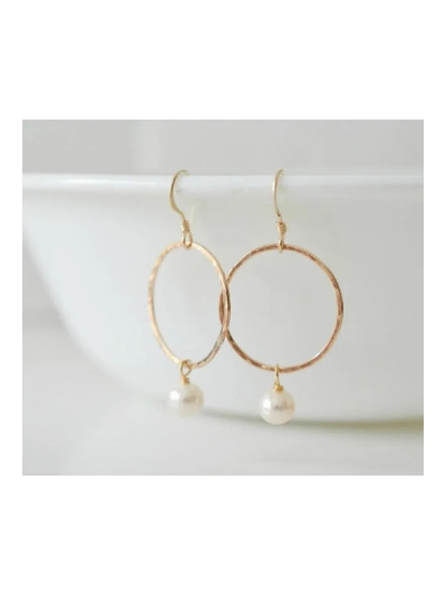 Golden Ring & Pearl Drop Dangles