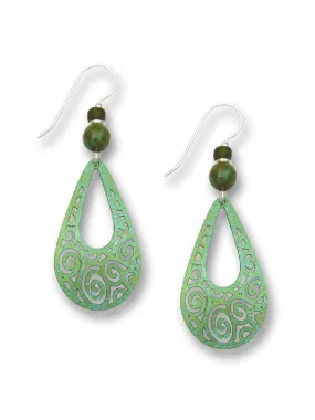 Green Swirl Statement Earrings by Adajio