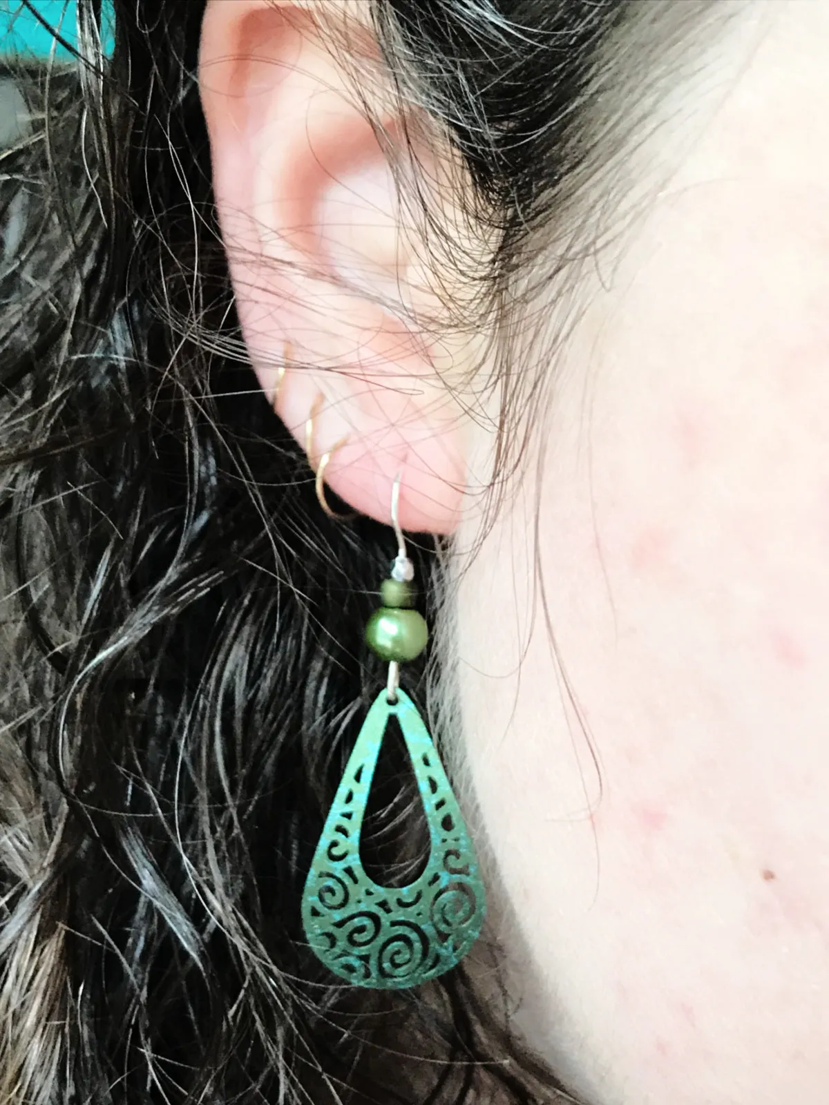 Green Swirl Statement Earrings by Adajio