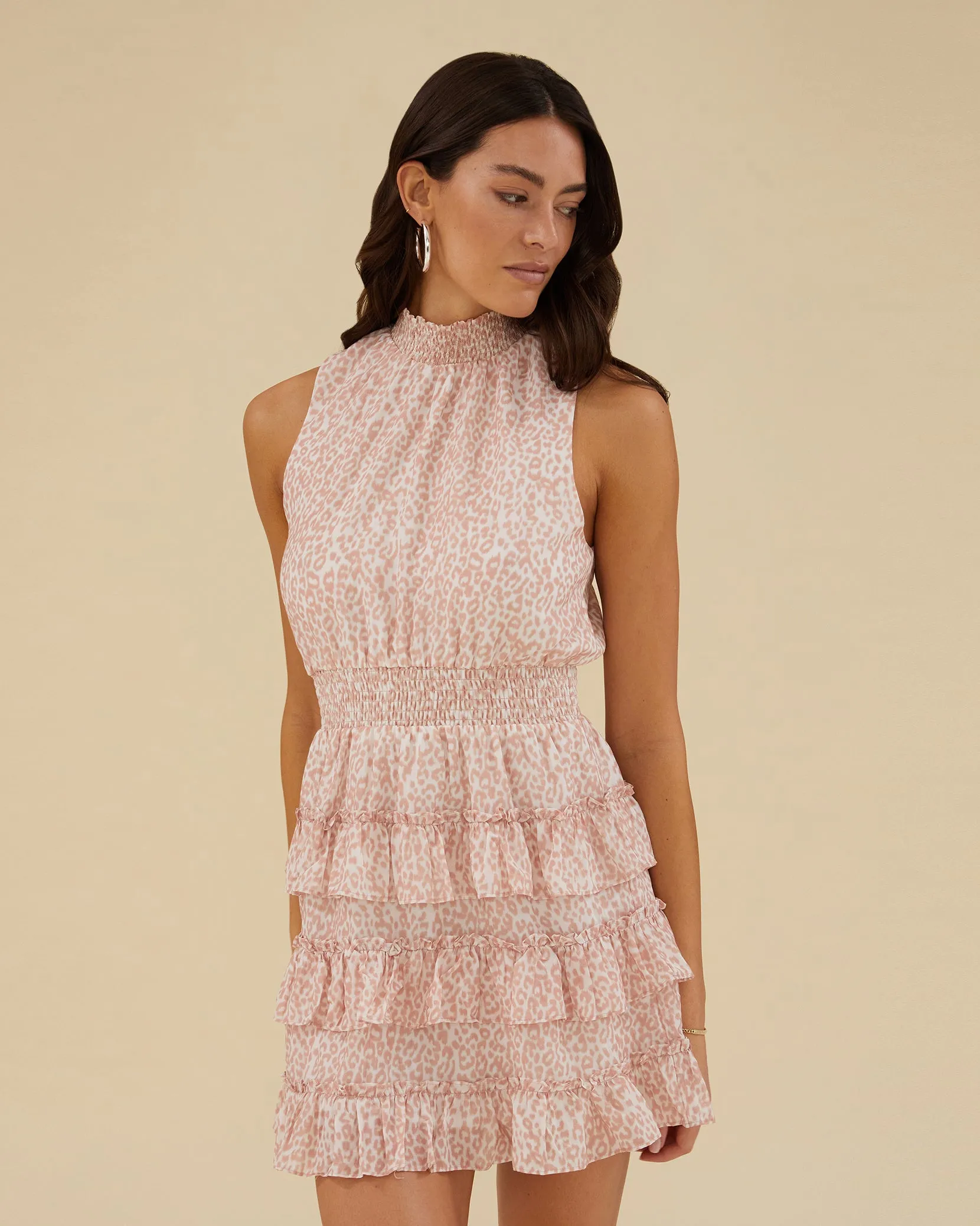 Halter Ruffle Mini Dress