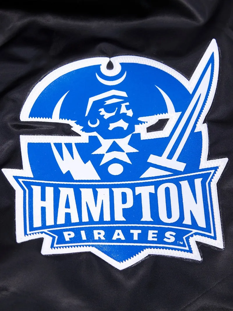 HAMPTON UNIVERSITY CLASSIC RIB SATIN JACKET (BLACK/ROYAL BLUE)