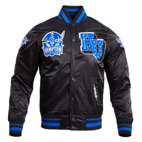 HAMPTON UNIVERSITY CLASSIC RIB SATIN JACKET (BLACK/ROYAL BLUE)