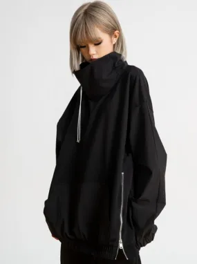 High Collar Side Zip Oversized Pullover