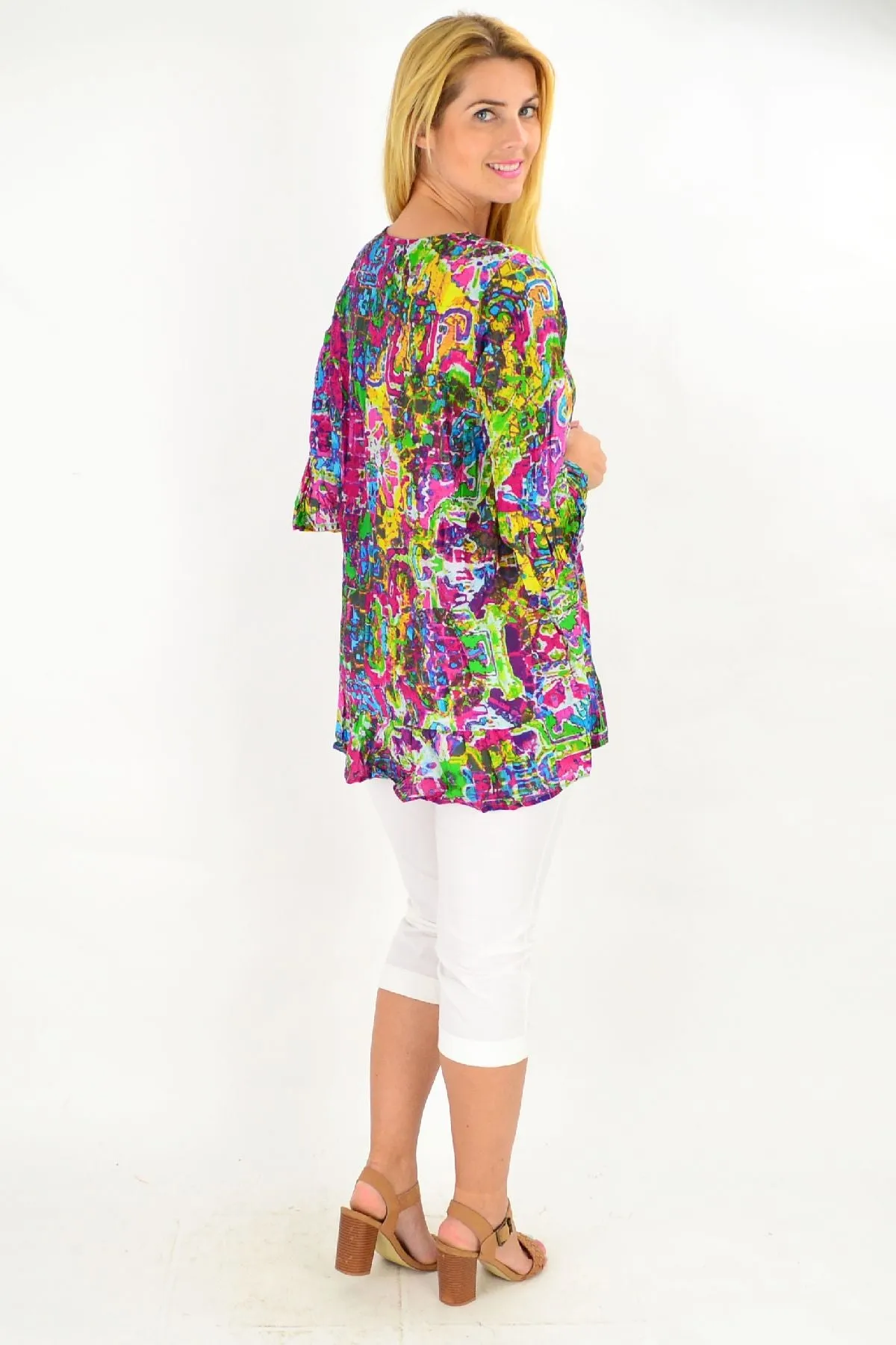 Holi Ruffle Sleeve Tunic Top