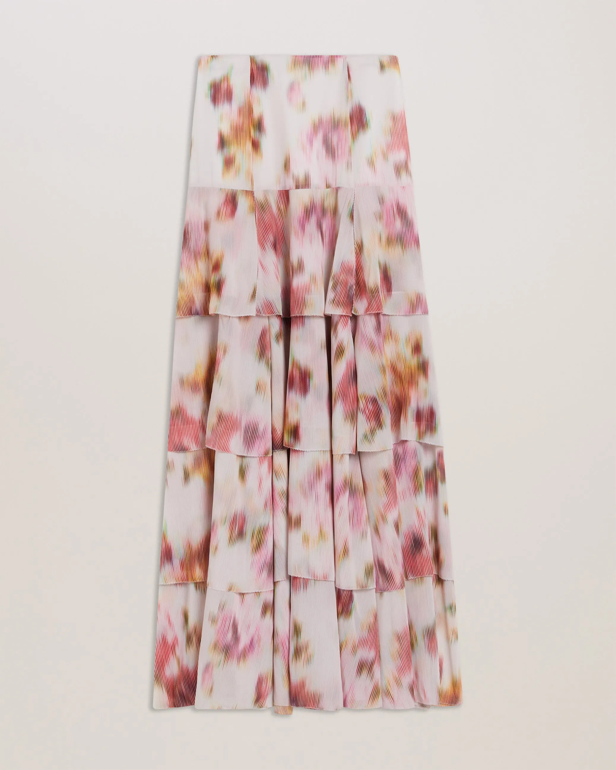 Ichika Tiered Maxi Skirt With Slits Lt-Pink