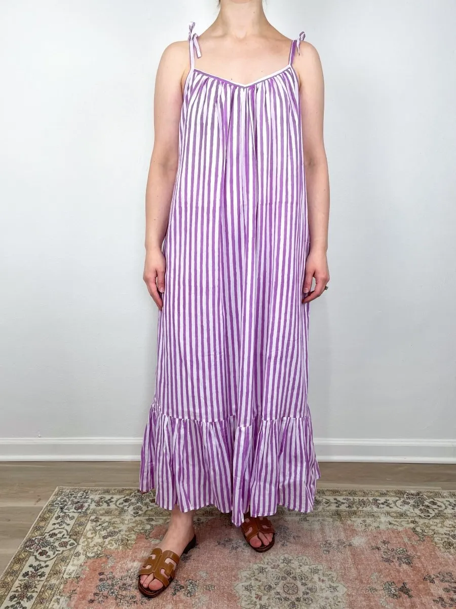 India Sundress in Lavendula Stripe