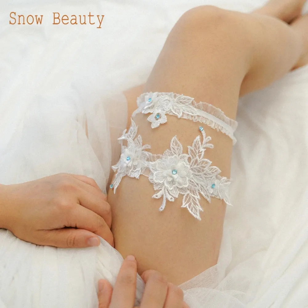 K07 Bridal Garter Belt Set New Design Elastic Trim Crystal Applique Wedding Garter Belt Bridal Leg Bride Wedding Accessories