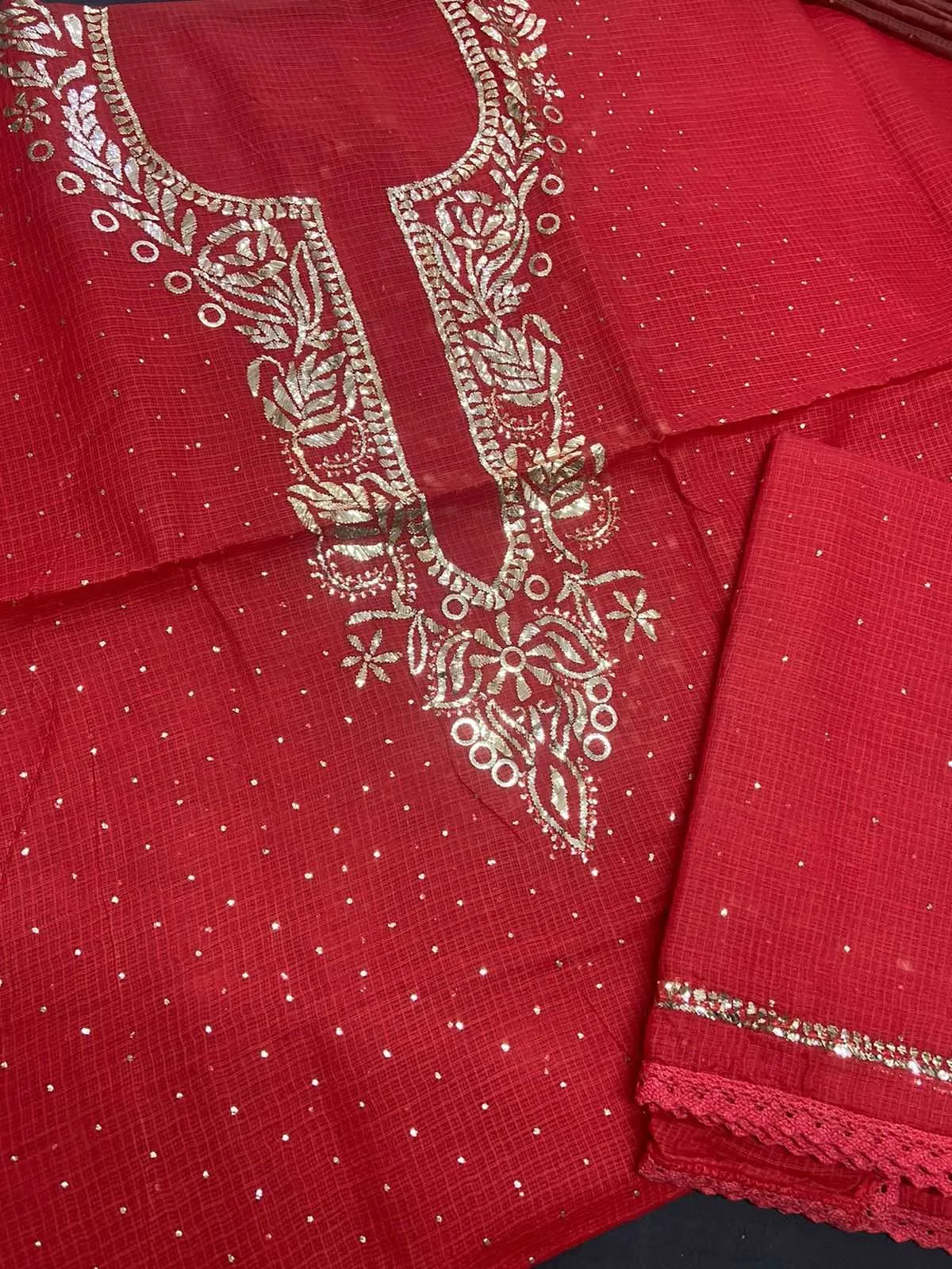 Kota Doria Chikankari Mukaish Work 2pcs Sets