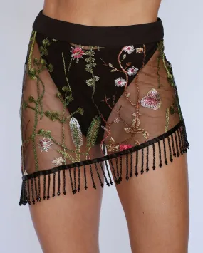 Lace Flowerfields Beaded Mini Skirt