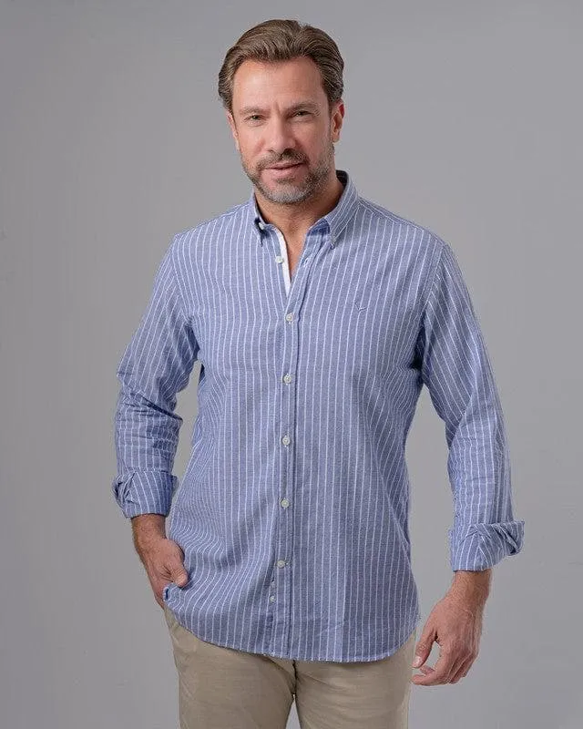 LONG SLEEVE STRIPED SHIRT - NAVY