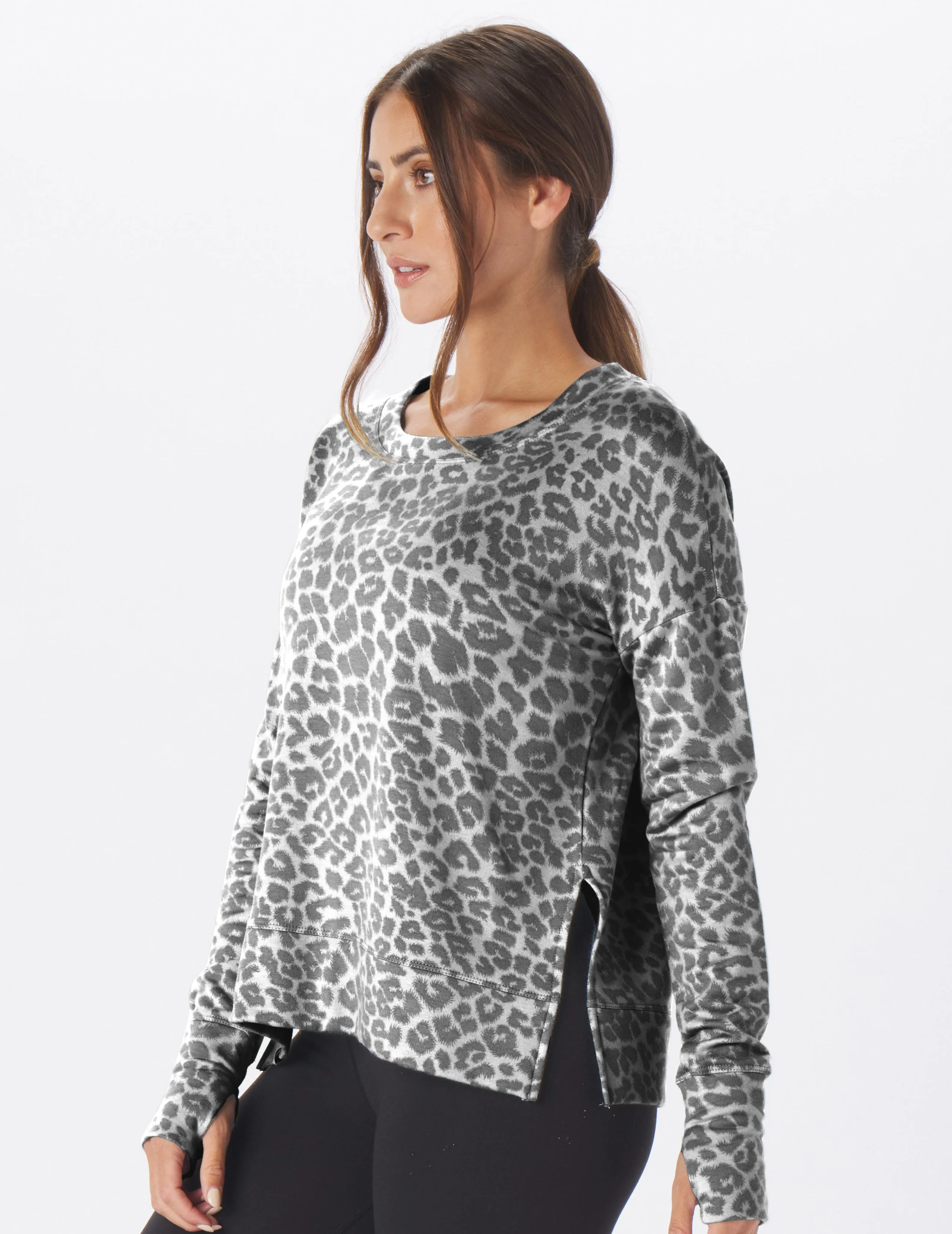 Lounge Long Sleeve: Silver Fog Leopard