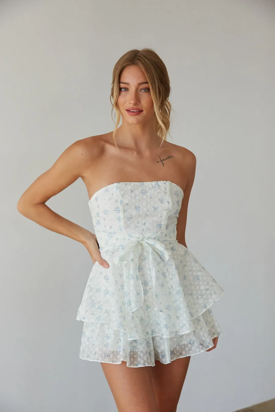 Lucille Strapless Floral Romper