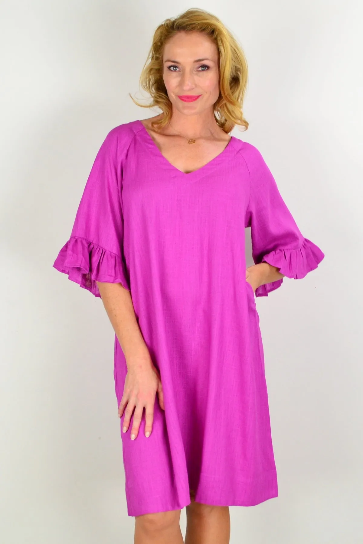 Magenta Three Shift Tunic Dress