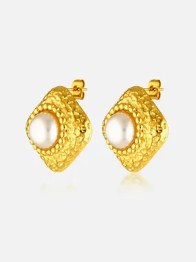 Maggie Pearl Earrings - Gold