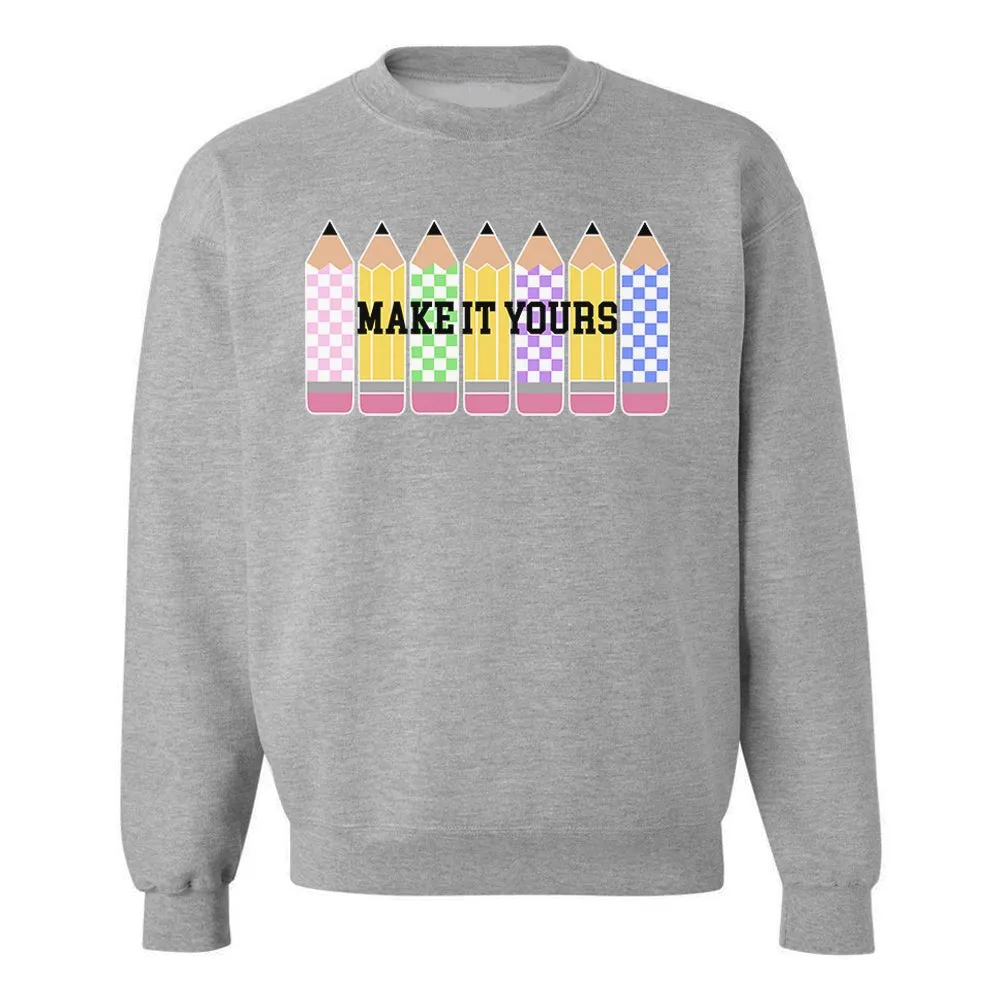 Make It Yours™ 'Checkered Pencils' Crewneck Sweatshirt