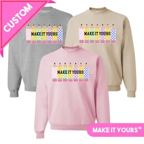 Make It Yours™ 'Checkered Pencils' Crewneck Sweatshirt