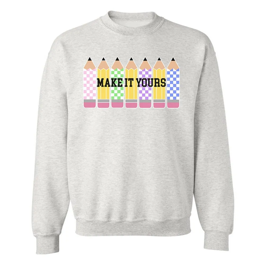 Make It Yours™ 'Checkered Pencils' Crewneck Sweatshirt