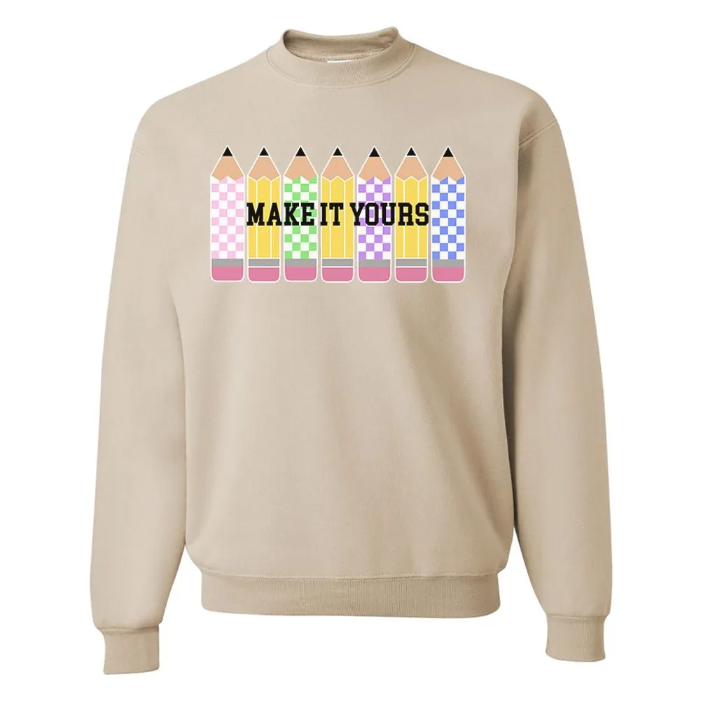 Make It Yours™ 'Checkered Pencils' Crewneck Sweatshirt