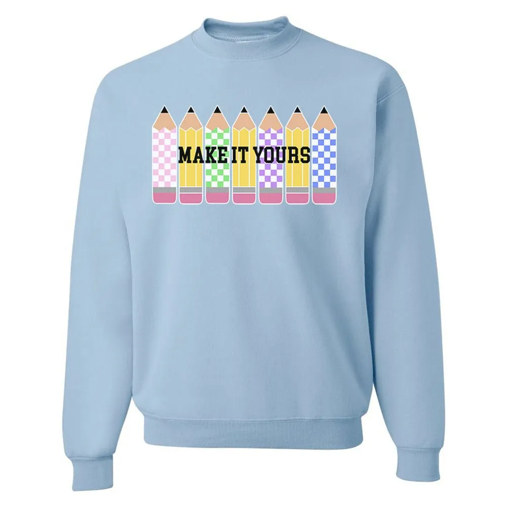 Make It Yours™ 'Checkered Pencils' Crewneck Sweatshirt