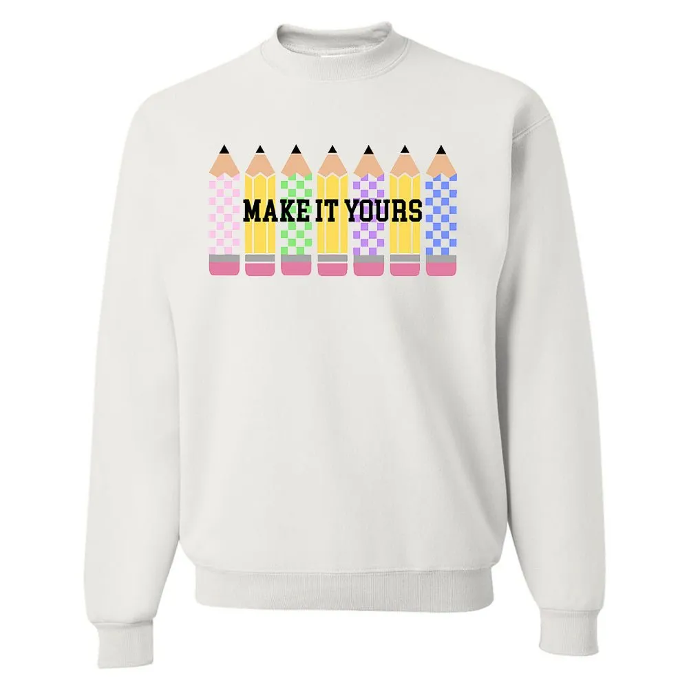 Make It Yours™ 'Checkered Pencils' Crewneck Sweatshirt