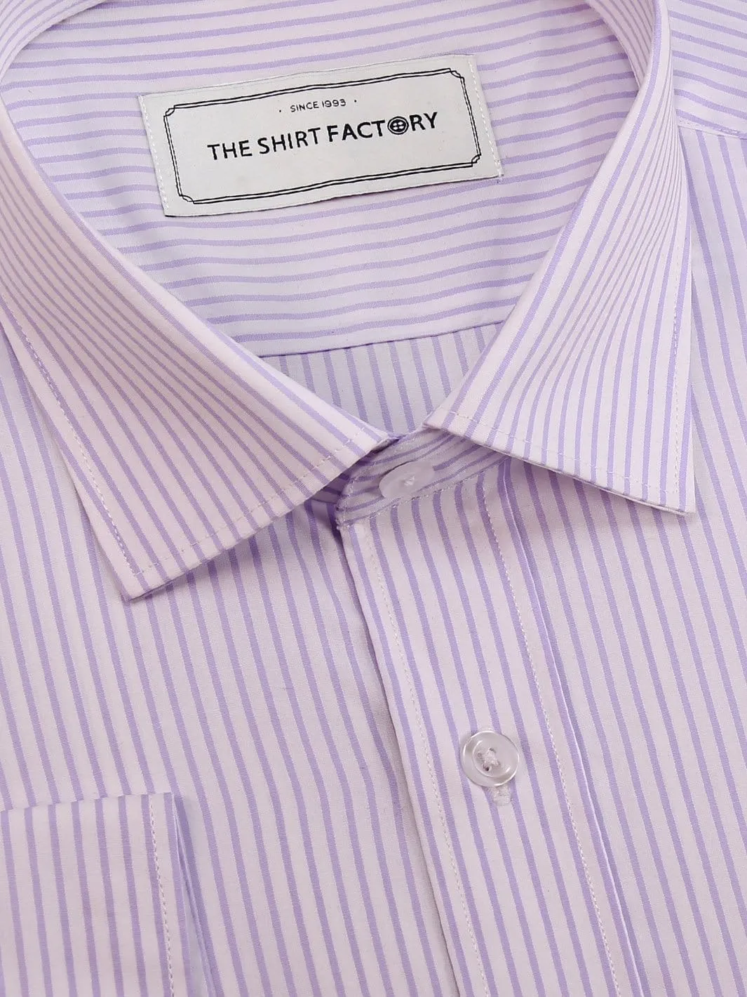 Men's Premium Cotton Striped Shirt - Purple (1282)