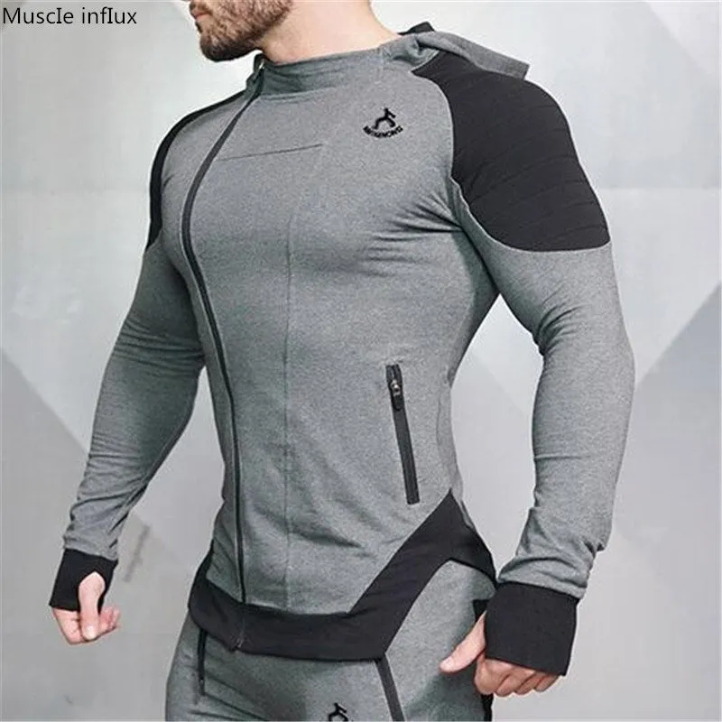 Men's Workout Fitness Hooded Sweatshirt Gyms brand Tops 2018 Men Casual Hoodies  Men Bodybuilding Sweatshirt Jackets