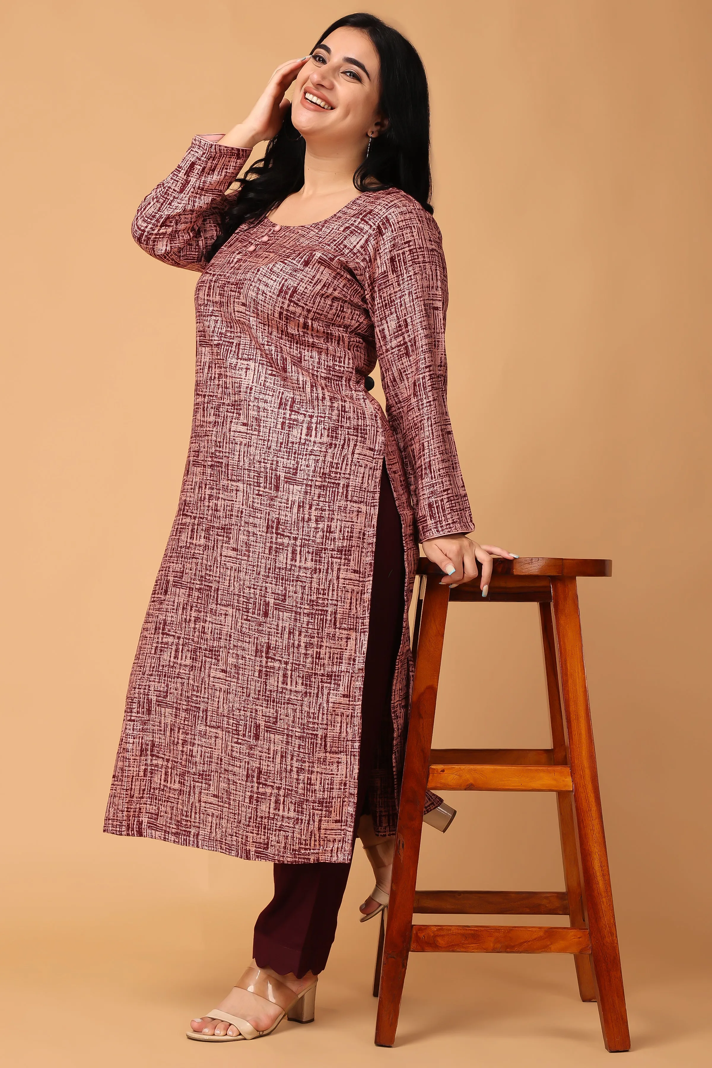 Merlot Embrace Woollen Kurta Set