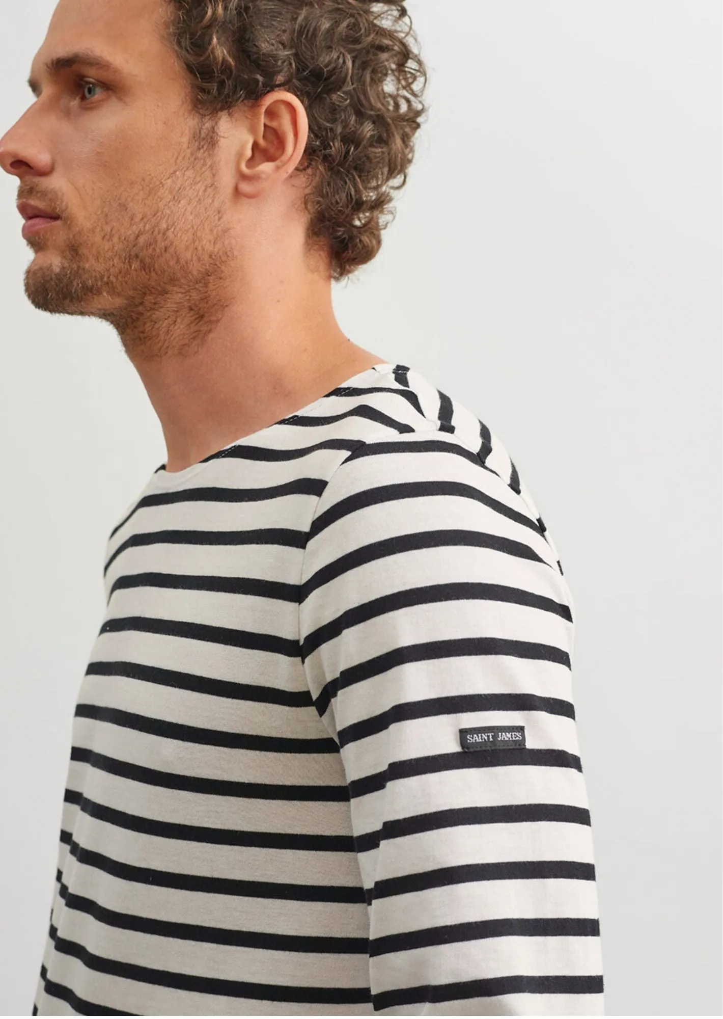 MINQUIERS MODERN - Authentic Breton Stripe Shirt | Soft Cotton | Men Fit (IVORY / BLACK)