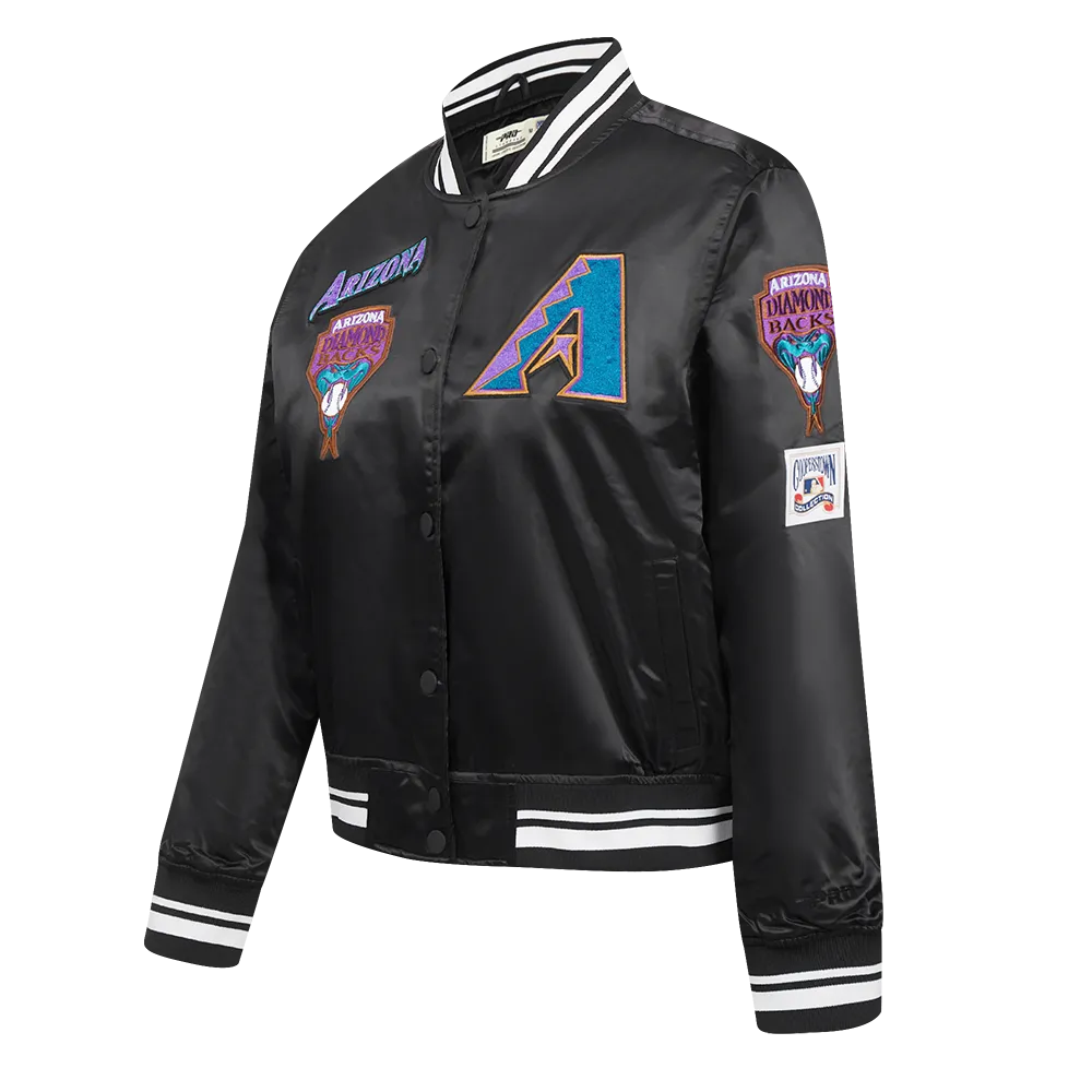 MLB ARIZONA DIAMONDBACKS RETRO CLASSIC WOMEN'S RIB SATIN JACKET (BLACK)