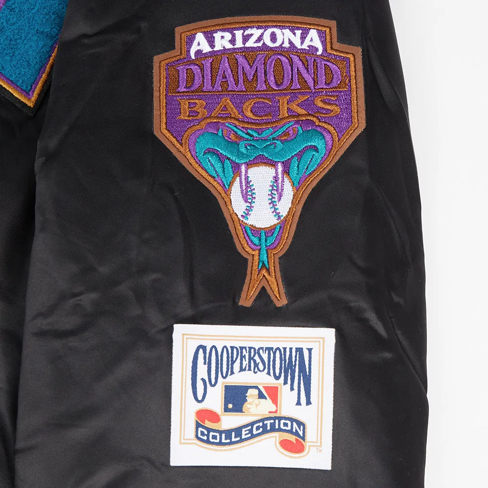 MLB ARIZONA DIAMONDBACKS RETRO CLASSIC WOMEN'S RIB SATIN JACKET (BLACK)