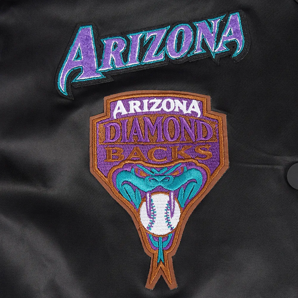 MLB ARIZONA DIAMONDBACKS RETRO CLASSIC WOMEN'S RIB SATIN JACKET (BLACK)