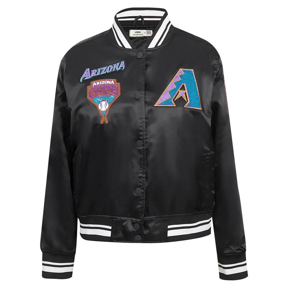 MLB ARIZONA DIAMONDBACKS RETRO CLASSIC WOMEN'S RIB SATIN JACKET (BLACK)