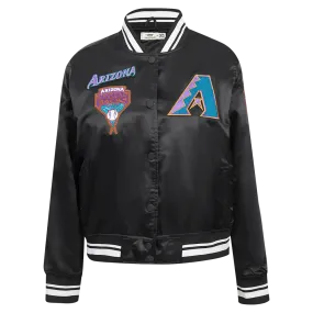 MLB ARIZONA DIAMONDBACKS RETRO CLASSIC WOMEN'S RIB SATIN JACKET (BLACK)