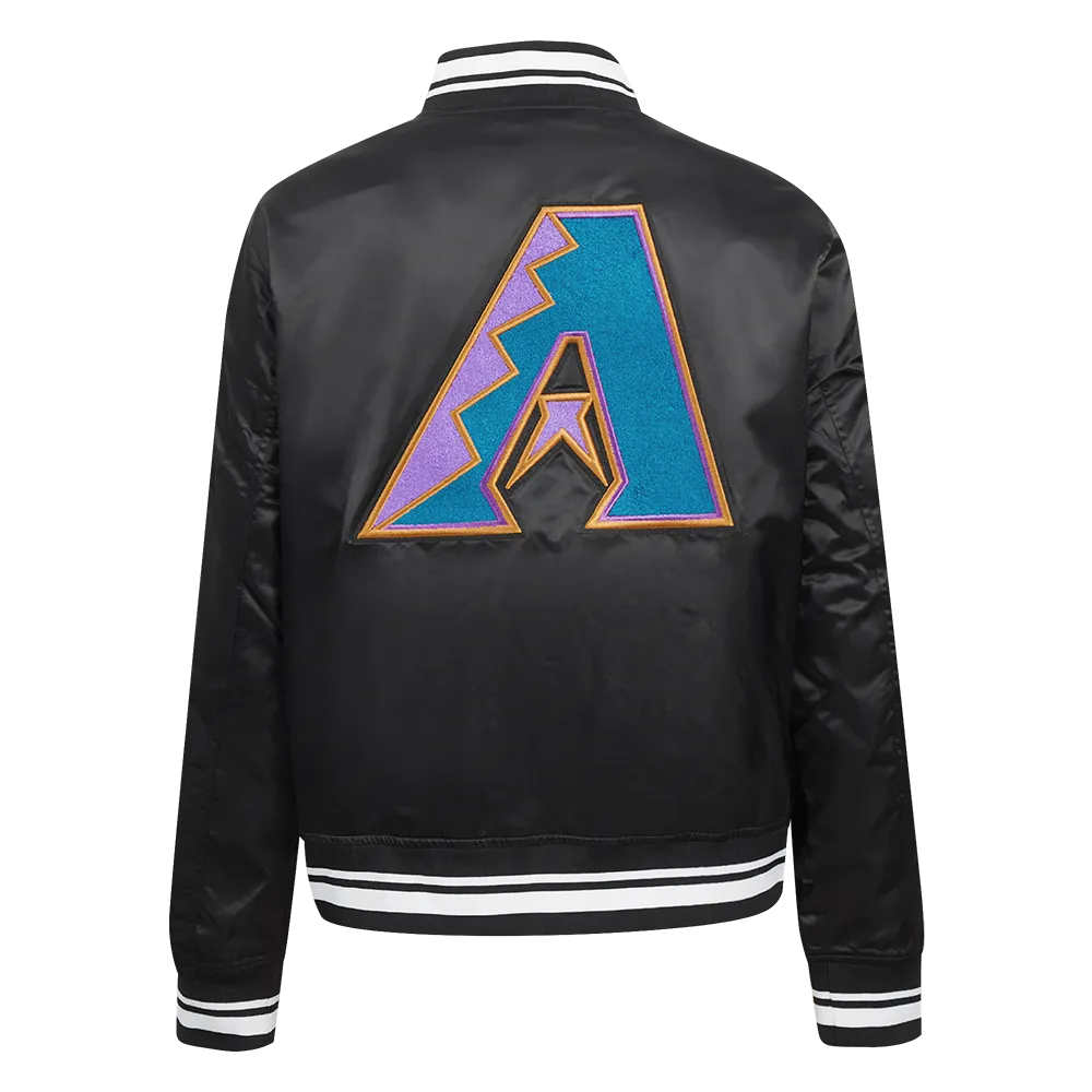 MLB ARIZONA DIAMONDBACKS RETRO CLASSIC WOMEN'S RIB SATIN JACKET (BLACK)