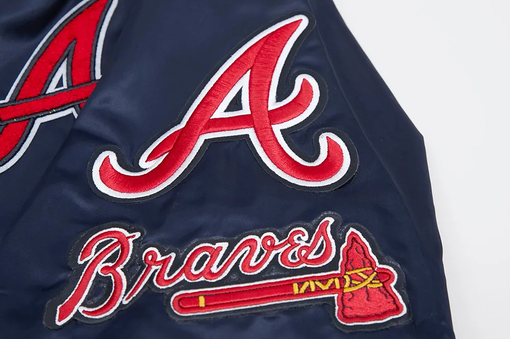 MLB ATLANTA BRAVES MASHUP MEN'S RIB SATIN JACKET (MIDNIGHT NAVY/RED/MIDNIGHT NAVY)