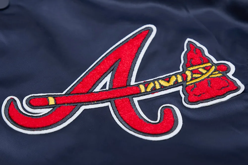 MLB ATLANTA BRAVES MASHUP MEN'S RIB SATIN JACKET (MIDNIGHT NAVY/RED/MIDNIGHT NAVY)