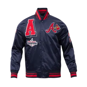 MLB ATLANTA BRAVES MASHUP MEN'S RIB SATIN JACKET (MIDNIGHT NAVY/RED/MIDNIGHT NAVY)