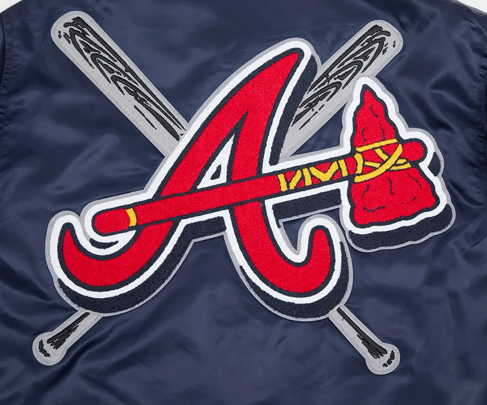 MLB ATLANTA BRAVES MASHUP MEN'S RIB SATIN JACKET (MIDNIGHT NAVY/RED/MIDNIGHT NAVY)